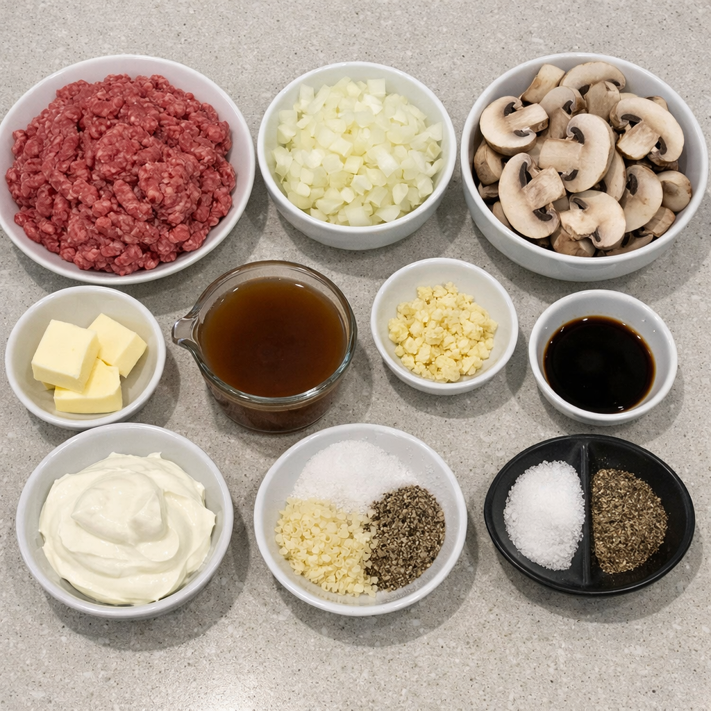 Creamy Ground Beef Stroganoff