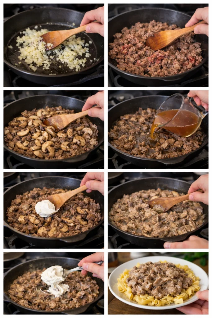 Creamy Ground Beef Stroganoff