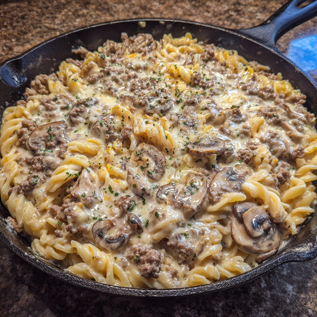 Creamy Ground Beef Stroganoff