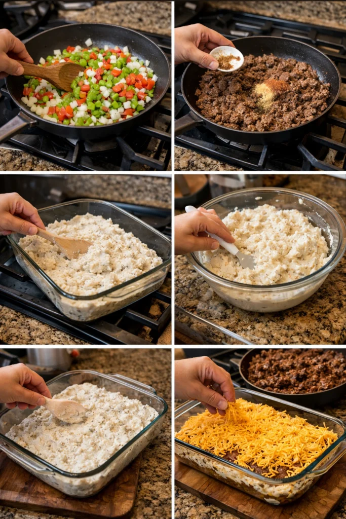 Creamy Layered John Wayne Casserole