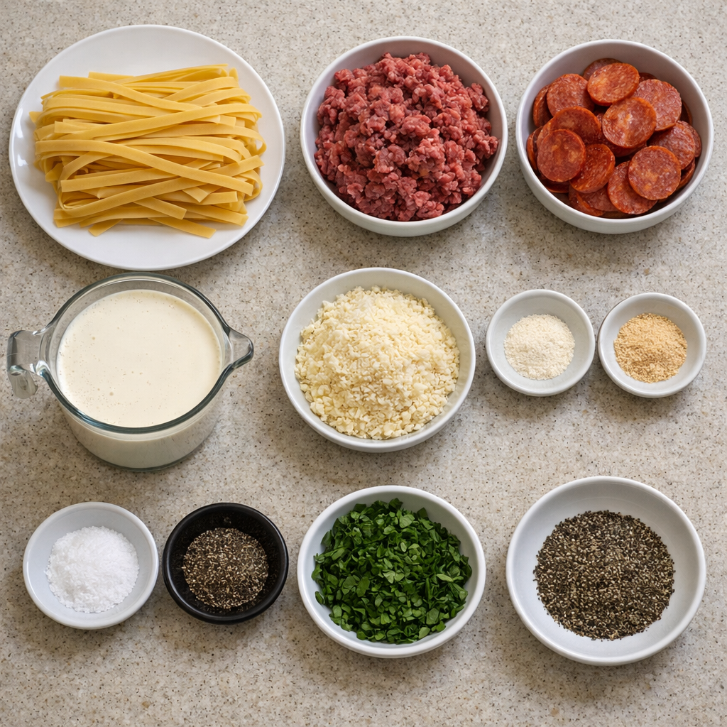 Creamy Loaded Cheeseburger Alfredo Pasta