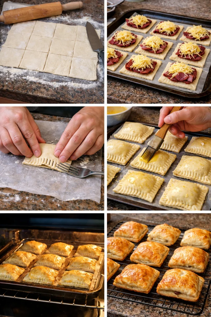Crispy Smoked Beef & Cheese Puff Pastry Stacks