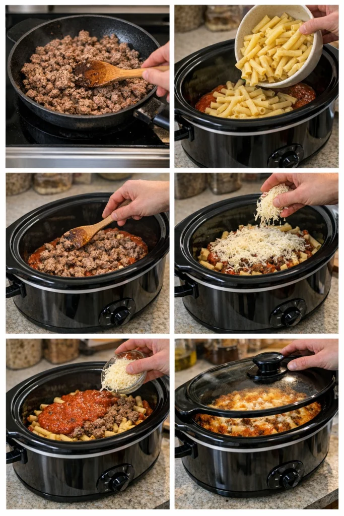 Crockpot Baked Ziti with Ground Beef