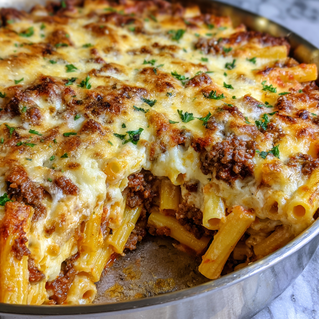 Crockpot Baked Ziti with Ground Beef