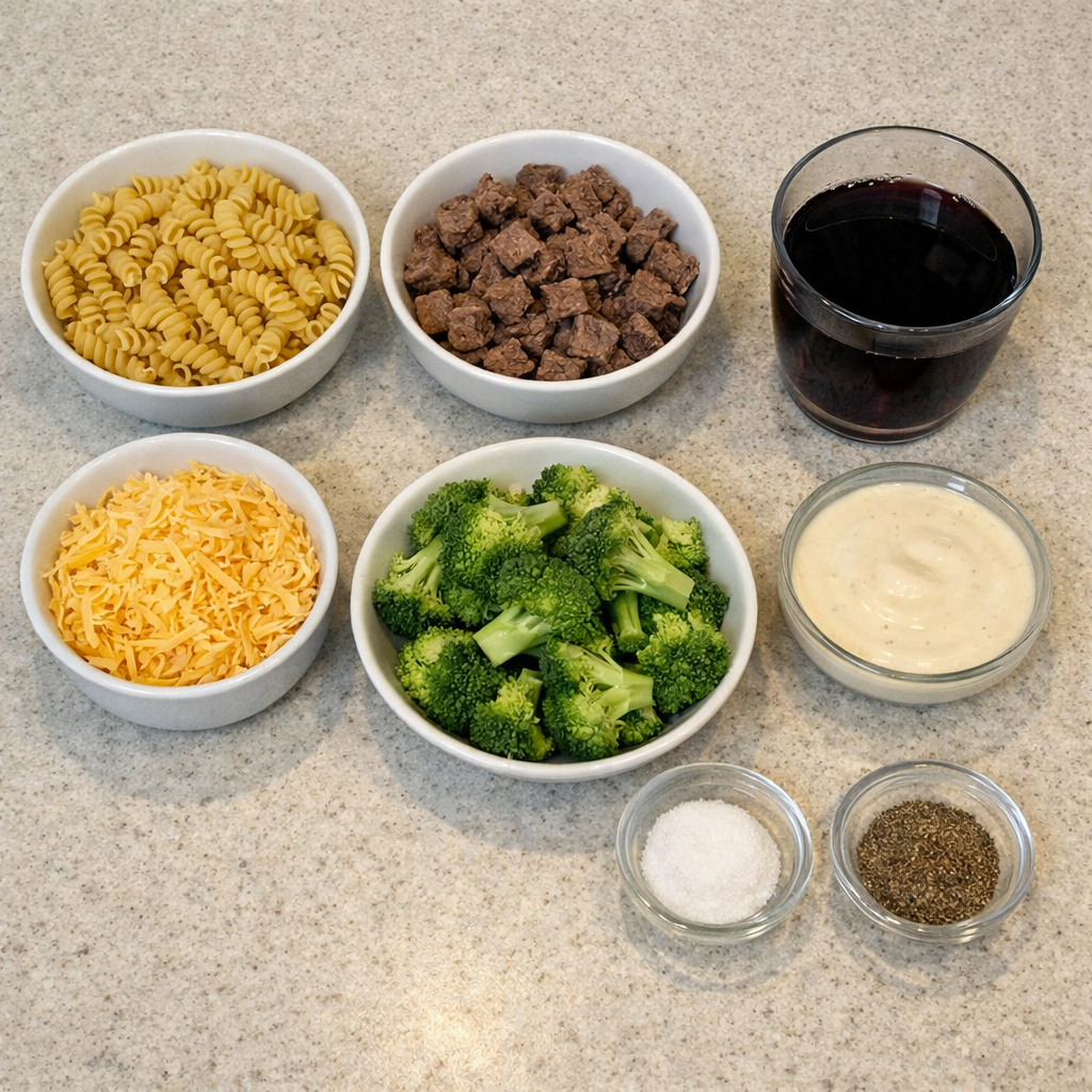 Dump and Bake Beef Alfredo Casserole