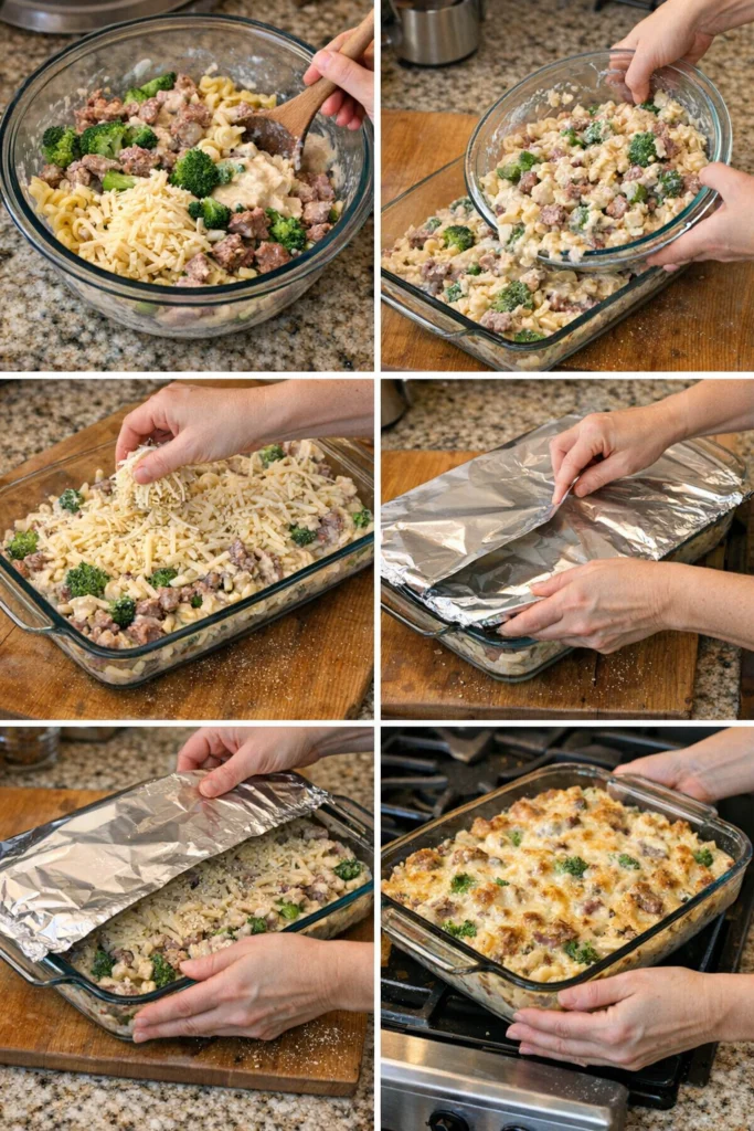 Dump and Bake Beef Alfredo Casserole
