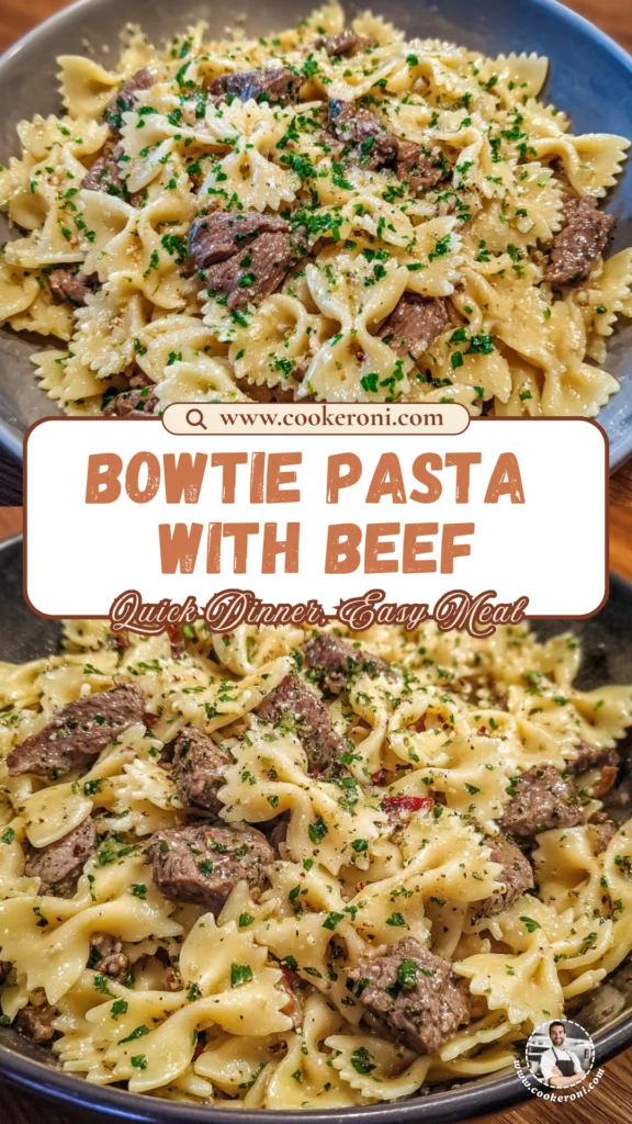 Garlic Butter Bowtie Pasta with Beef