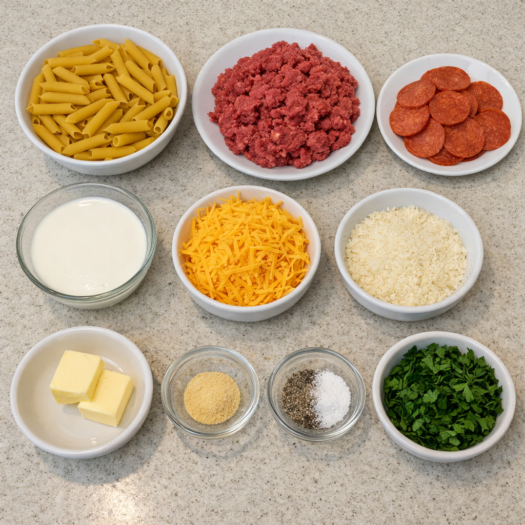 Loaded Cheeseburger Alfredo Pasta