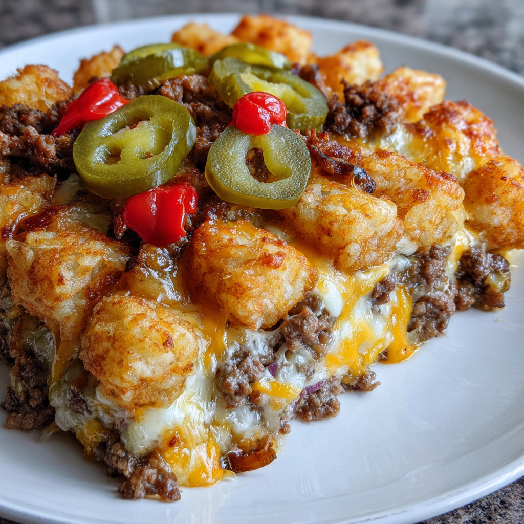 Loaded Cheeseburger Tater Tot Bake