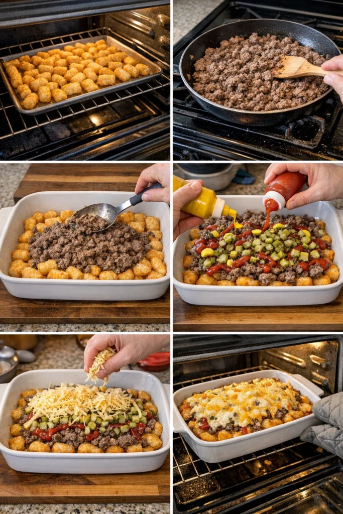 Loaded Cheeseburger Tater Tot Bake