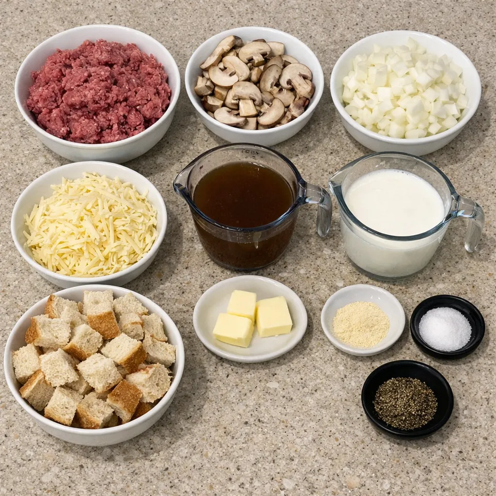 Mushroom and Swiss Burger Casserole