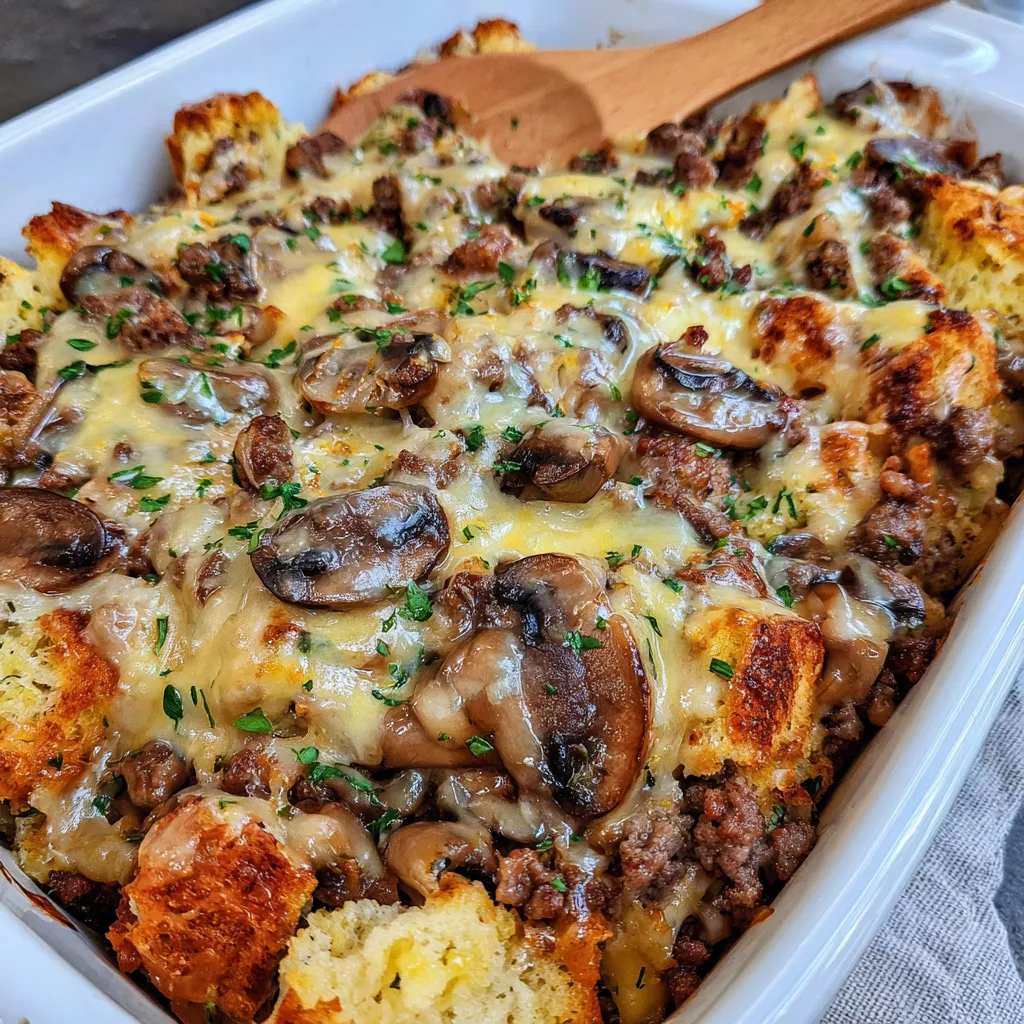 Mushroom and Swiss Burger Casserole