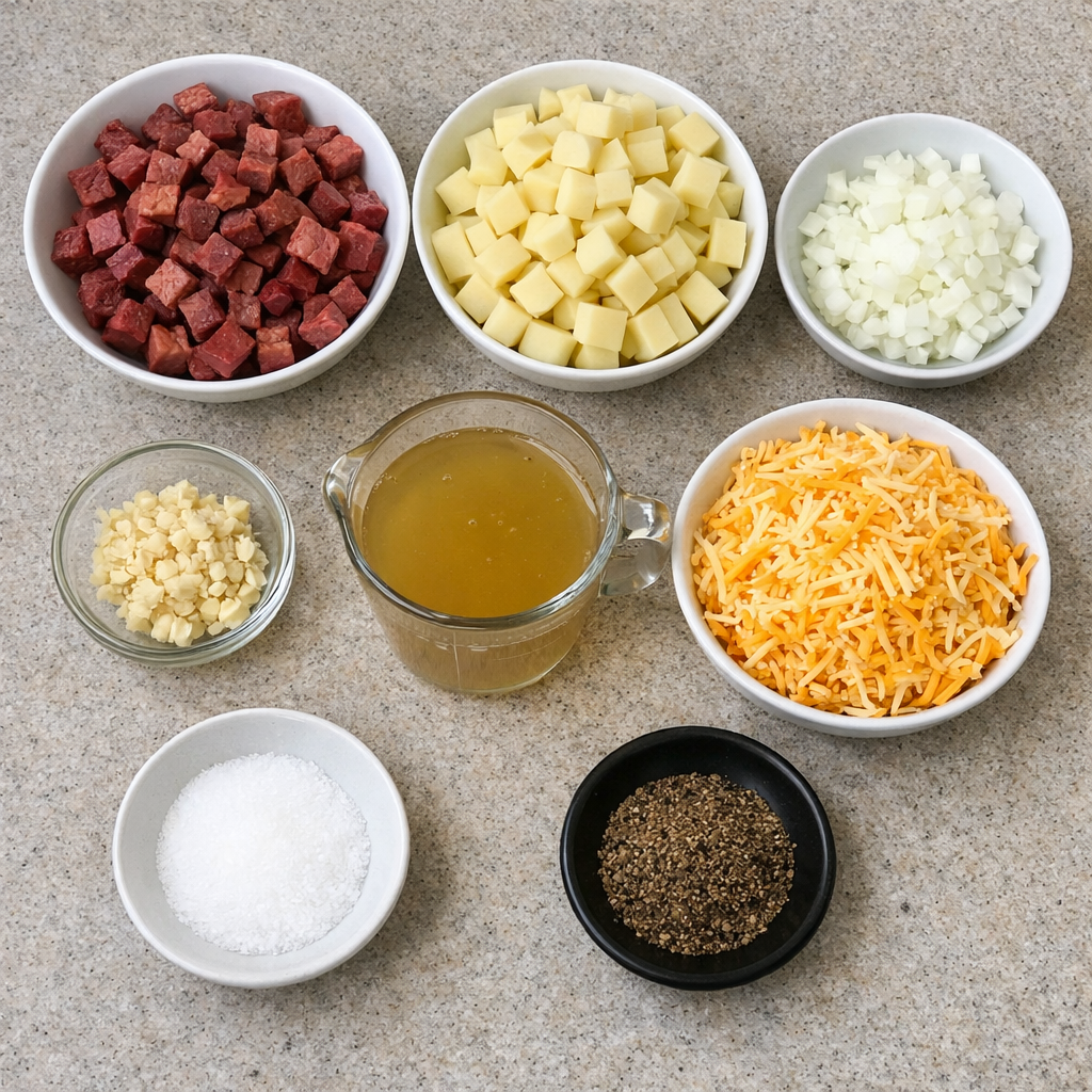 One Pan Cheesy Meat & Potato Skillet