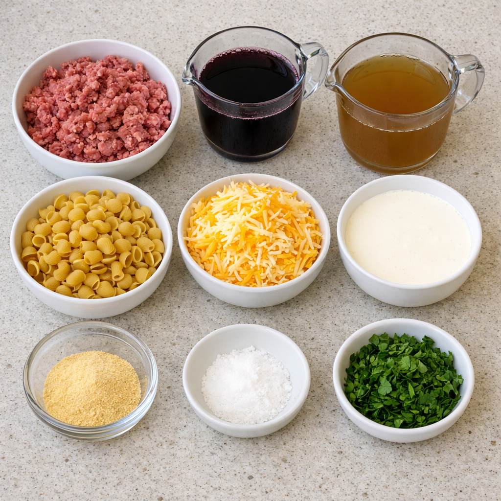 One Pot Creamy Beef and Shells