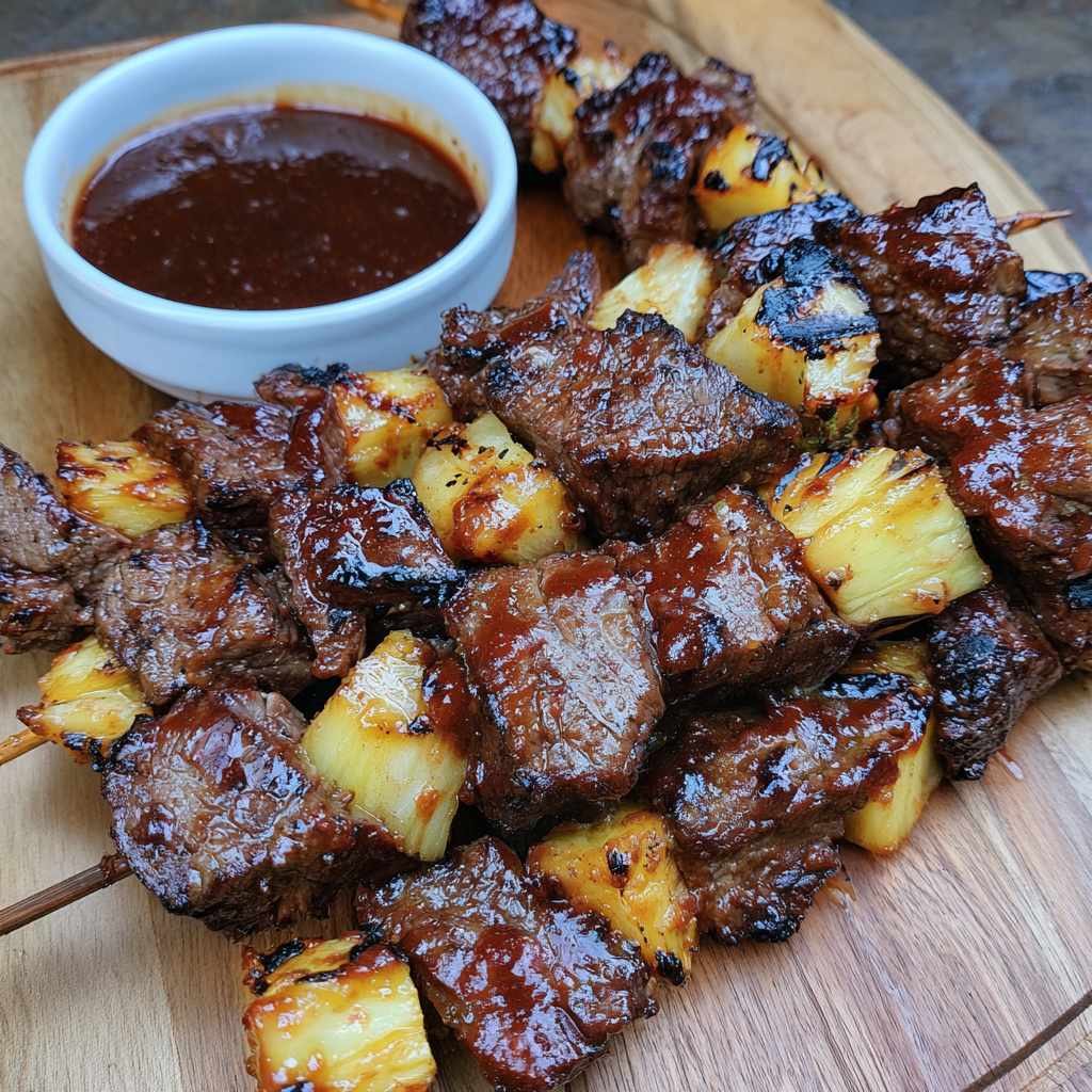 Pineapple BBQ Beef Skewers