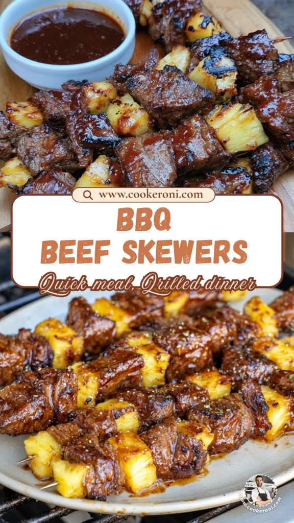 Pineapple BBQ Beef Skewers