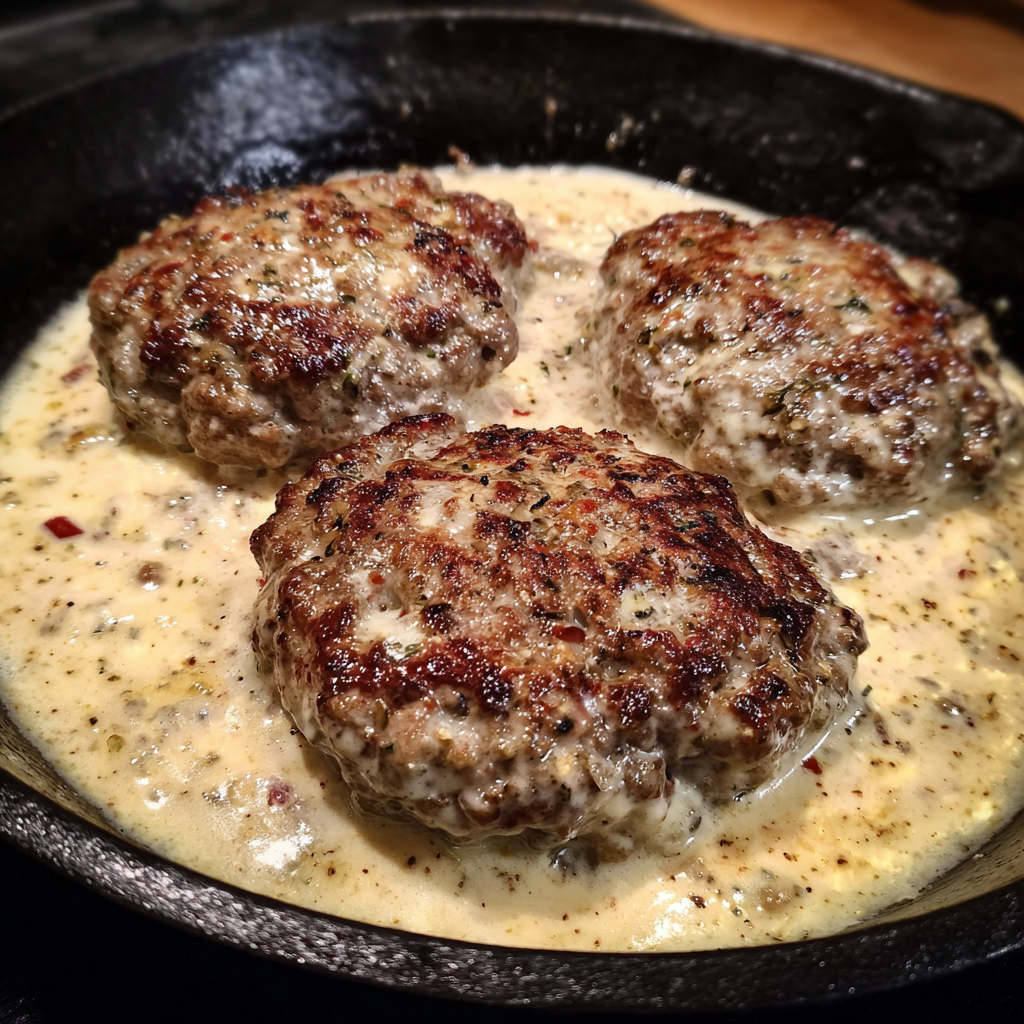 Salisbury Steaks in Horseradish Parmesan Sauce
