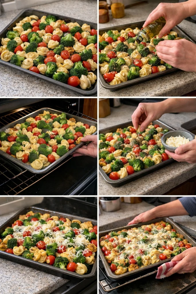 Sheet Pan Broccoli Tortellini Bake
