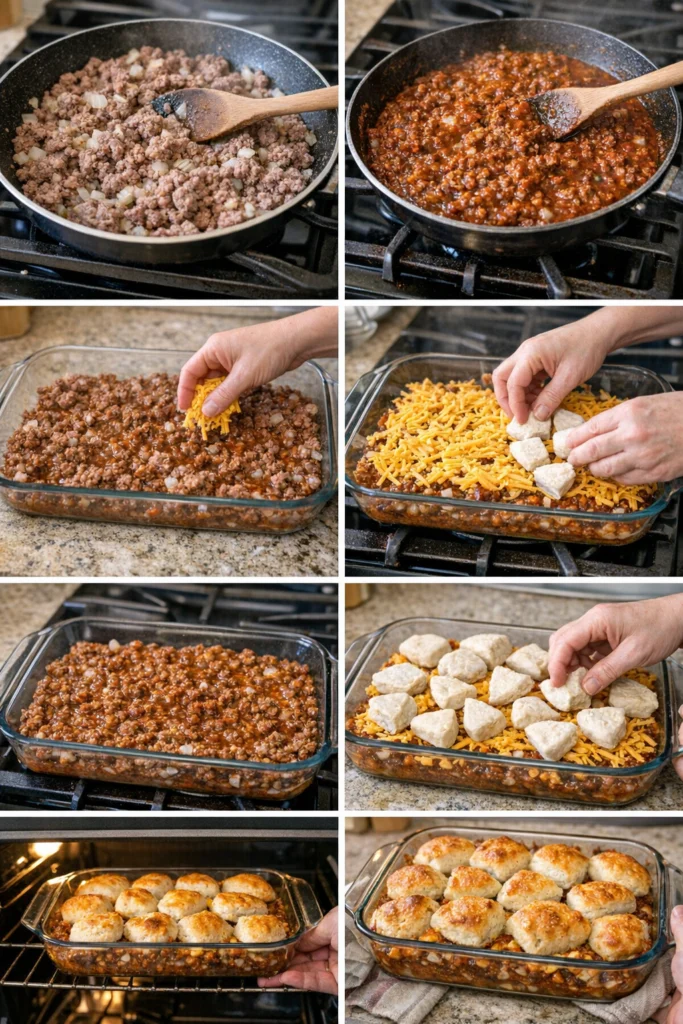 Sloppy Joe Cheddar Bay Biscuit Casserole