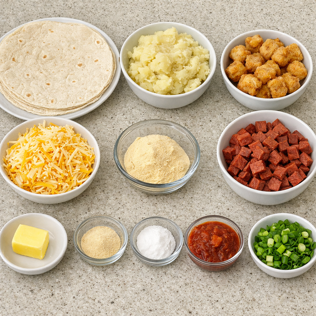 cheesy potato burritos with tater tots