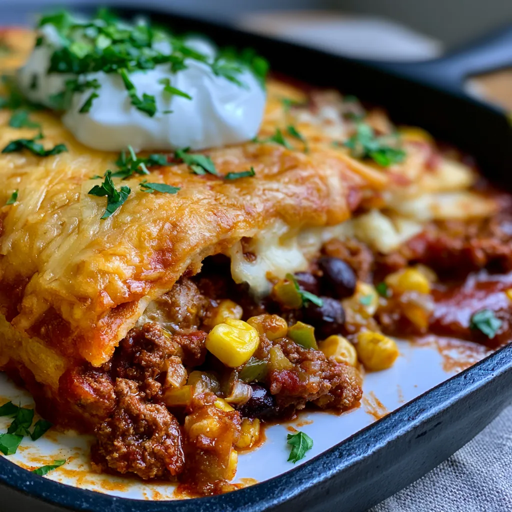 Beef Skillet Enchiladas
