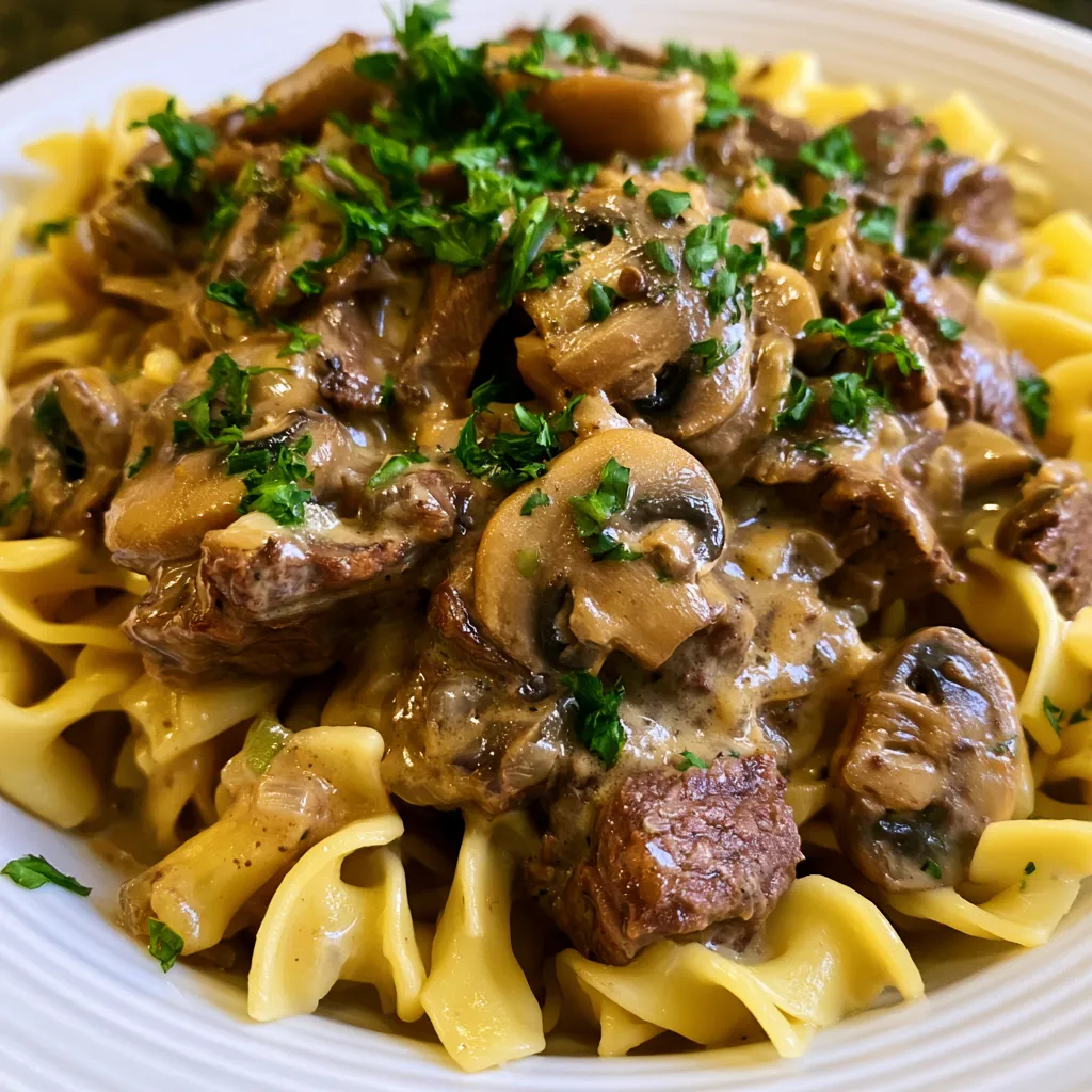 Beef Stroganoff with Egg Noodles