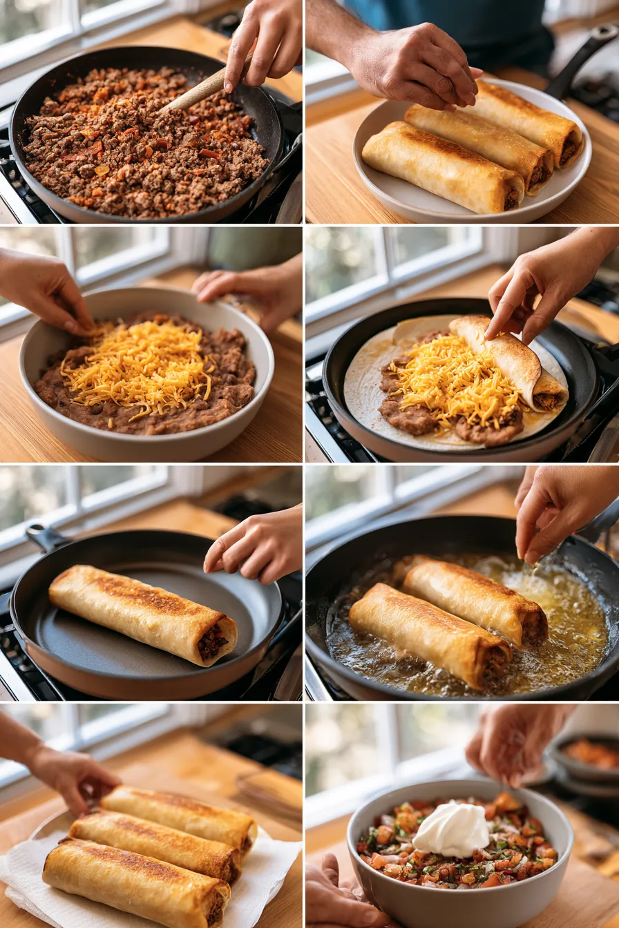Beef and Cheese Chimichangas