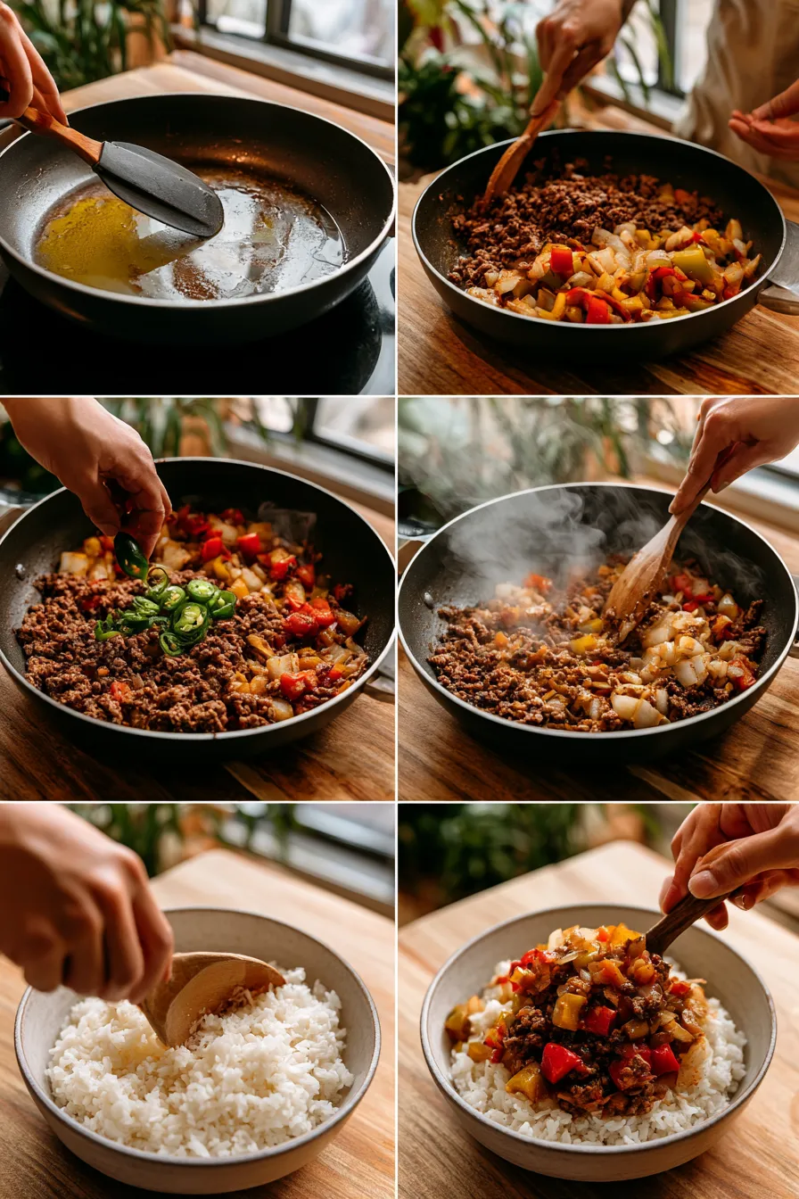 Beef and Pepper Rice Bowls