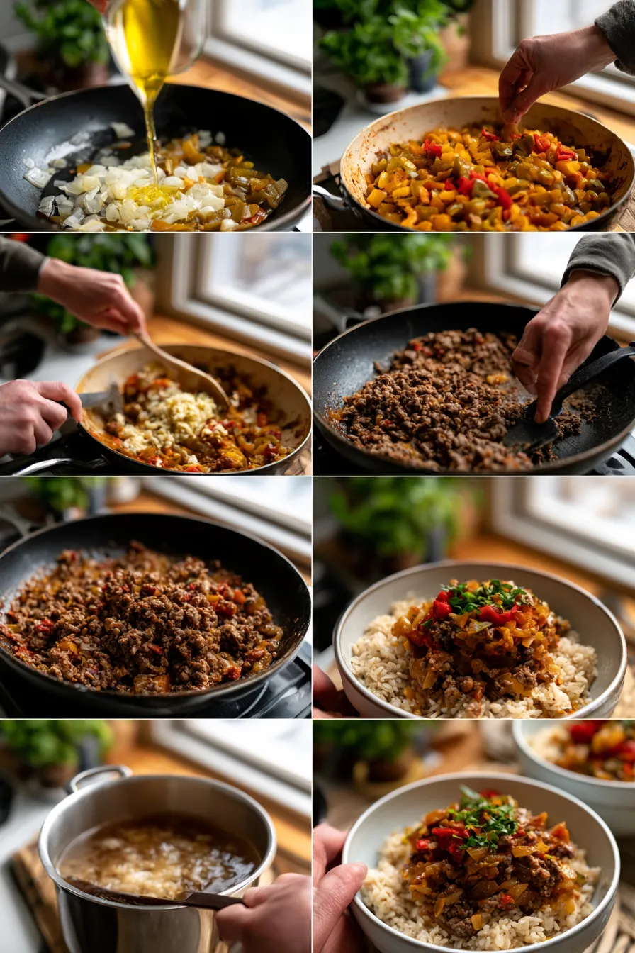 Beef and Pepper Rice Bowls