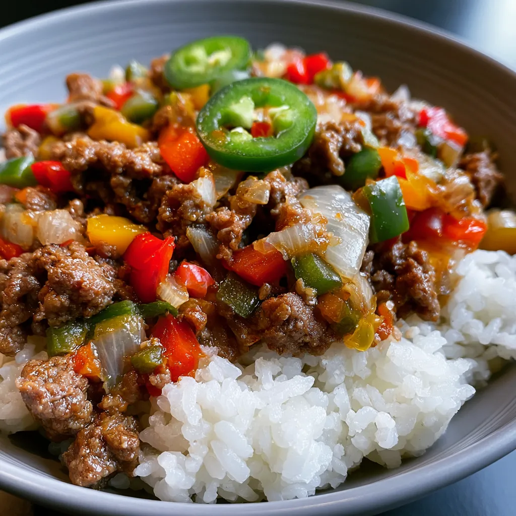 Beef and Pepper Rice Bowls