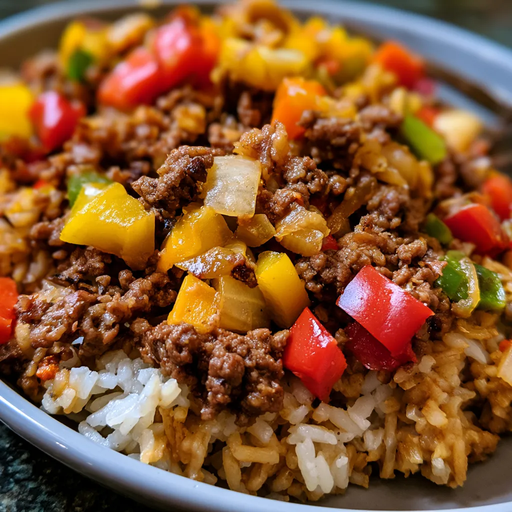 Beef and Pepper Rice Bowls