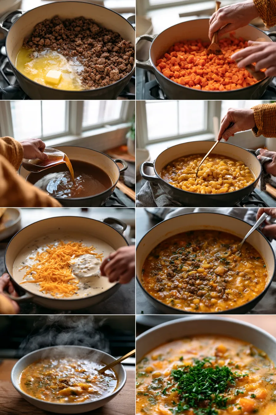 Cheeseburger Macaroni Soup