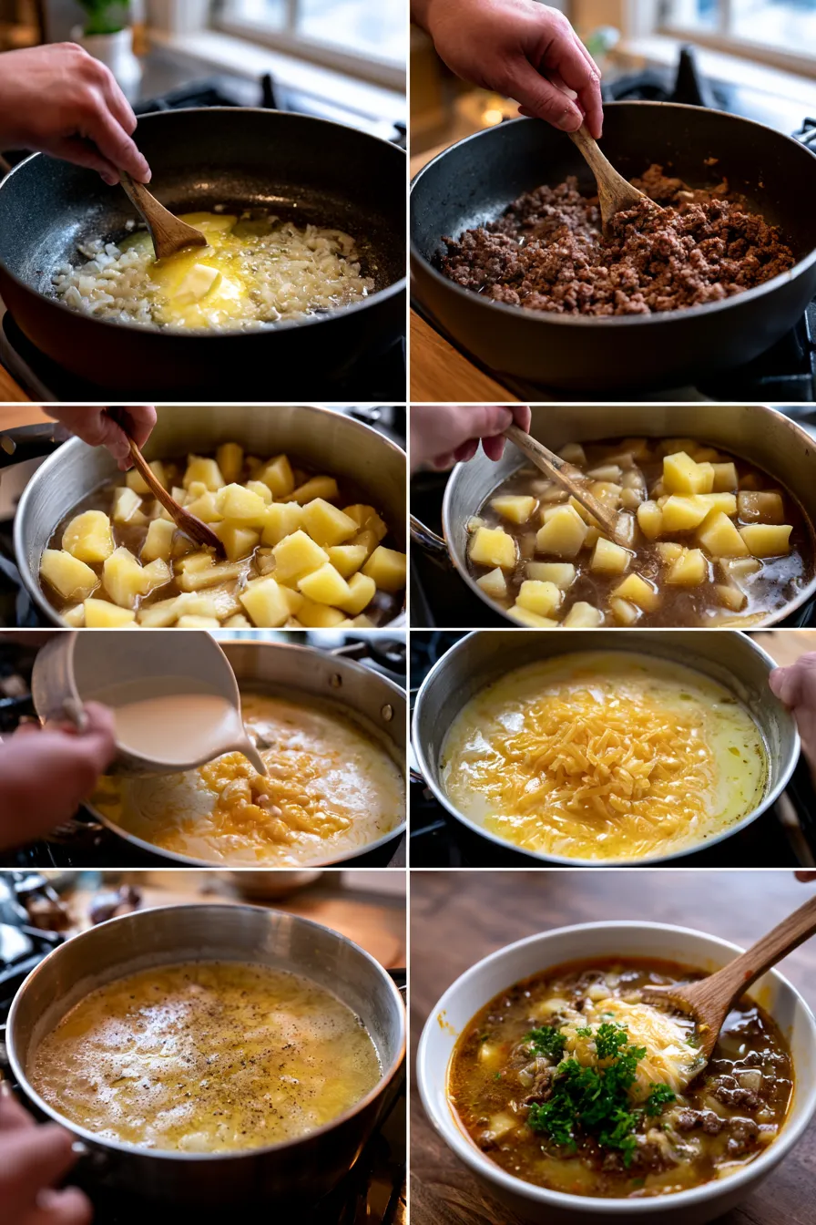 Cheesy Beef and Potato Soup