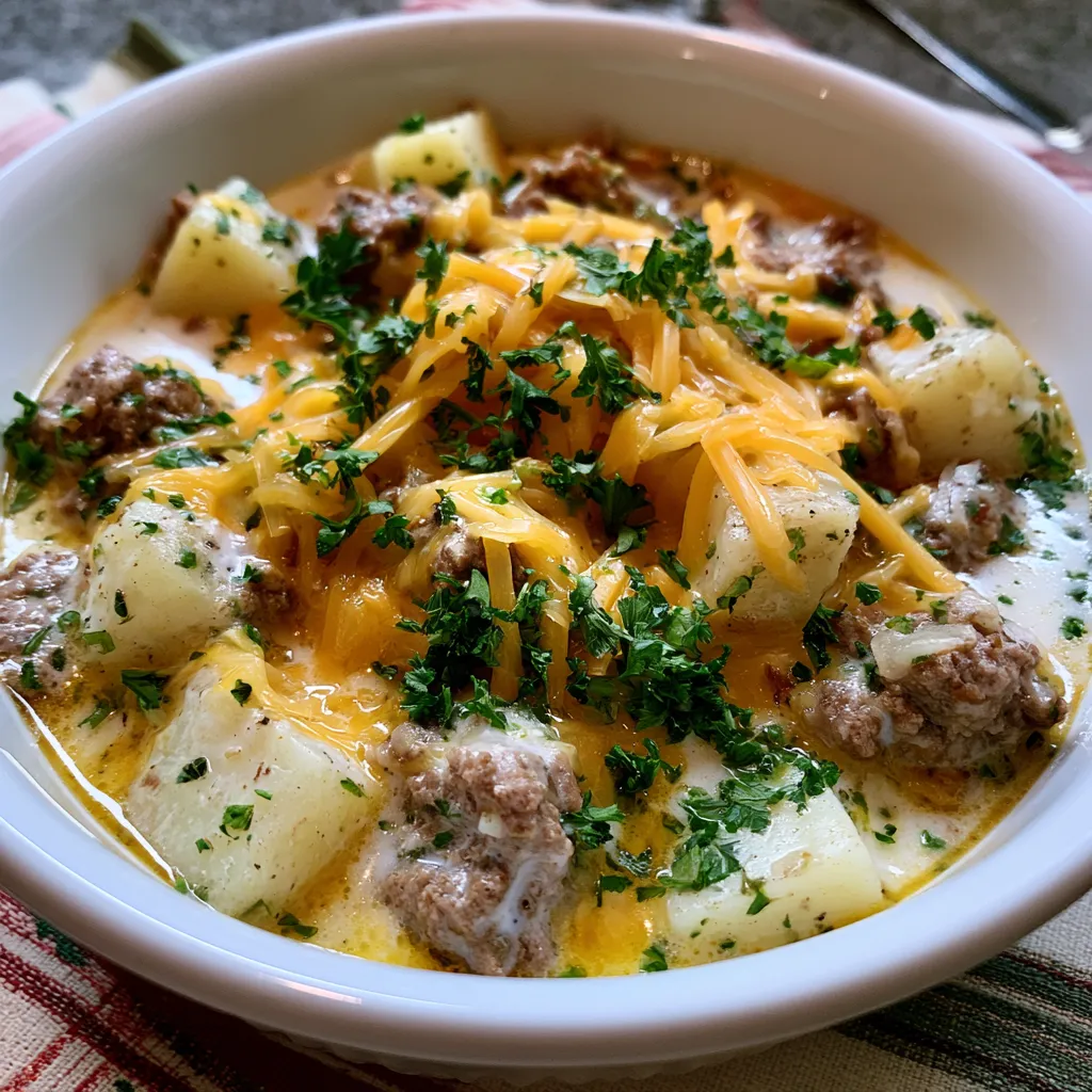 Cheesy Beef and Potato Soup