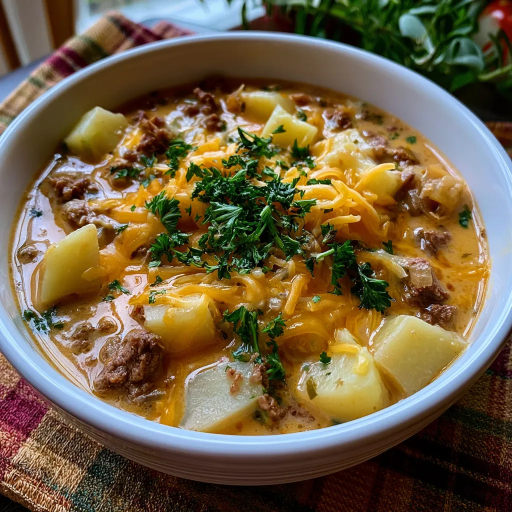 Cheesy Beef and Potato Soup