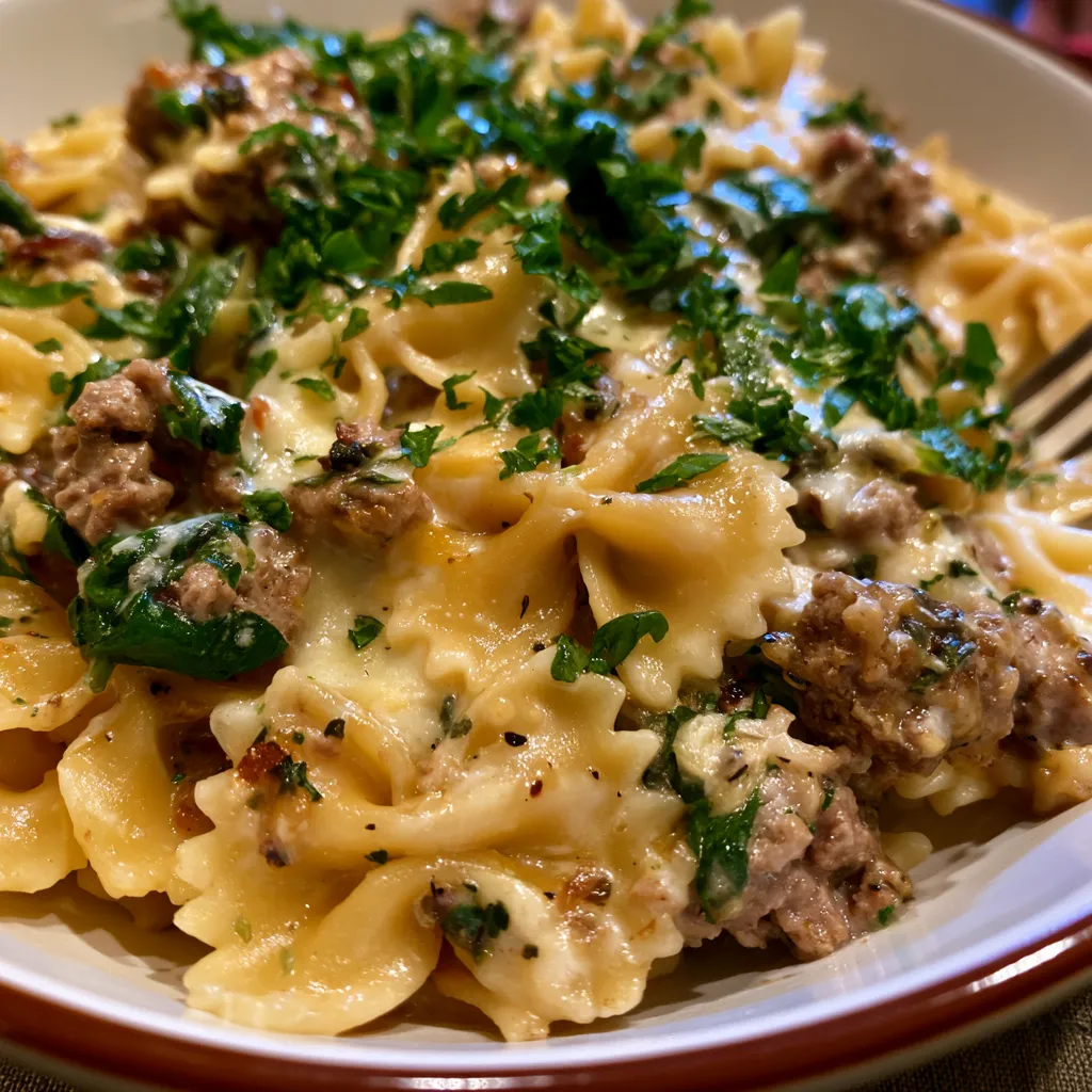 Cheesy Crockpot Ground Beef Pasta
