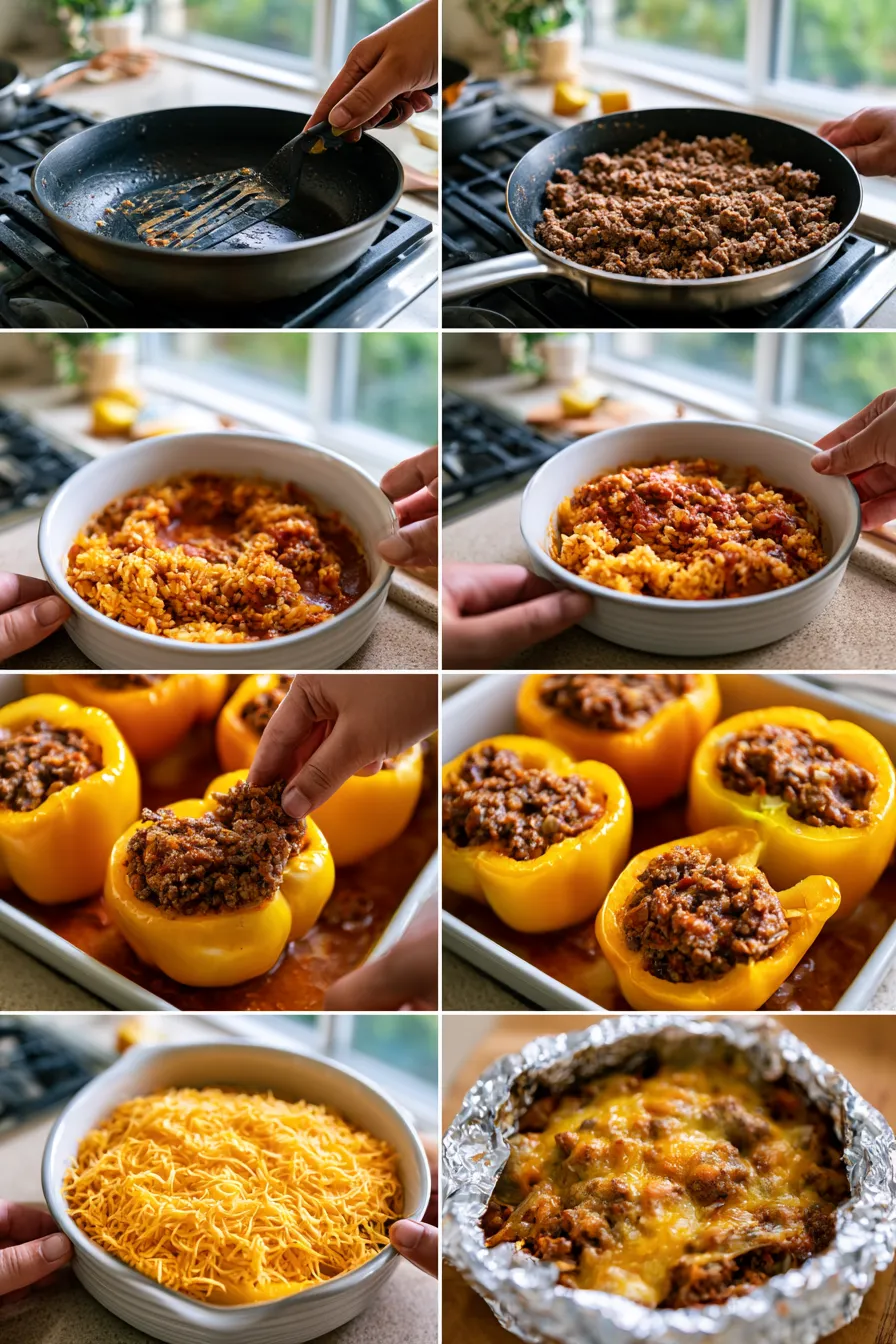 Cheesy Ground Beef Stuffed Peppers