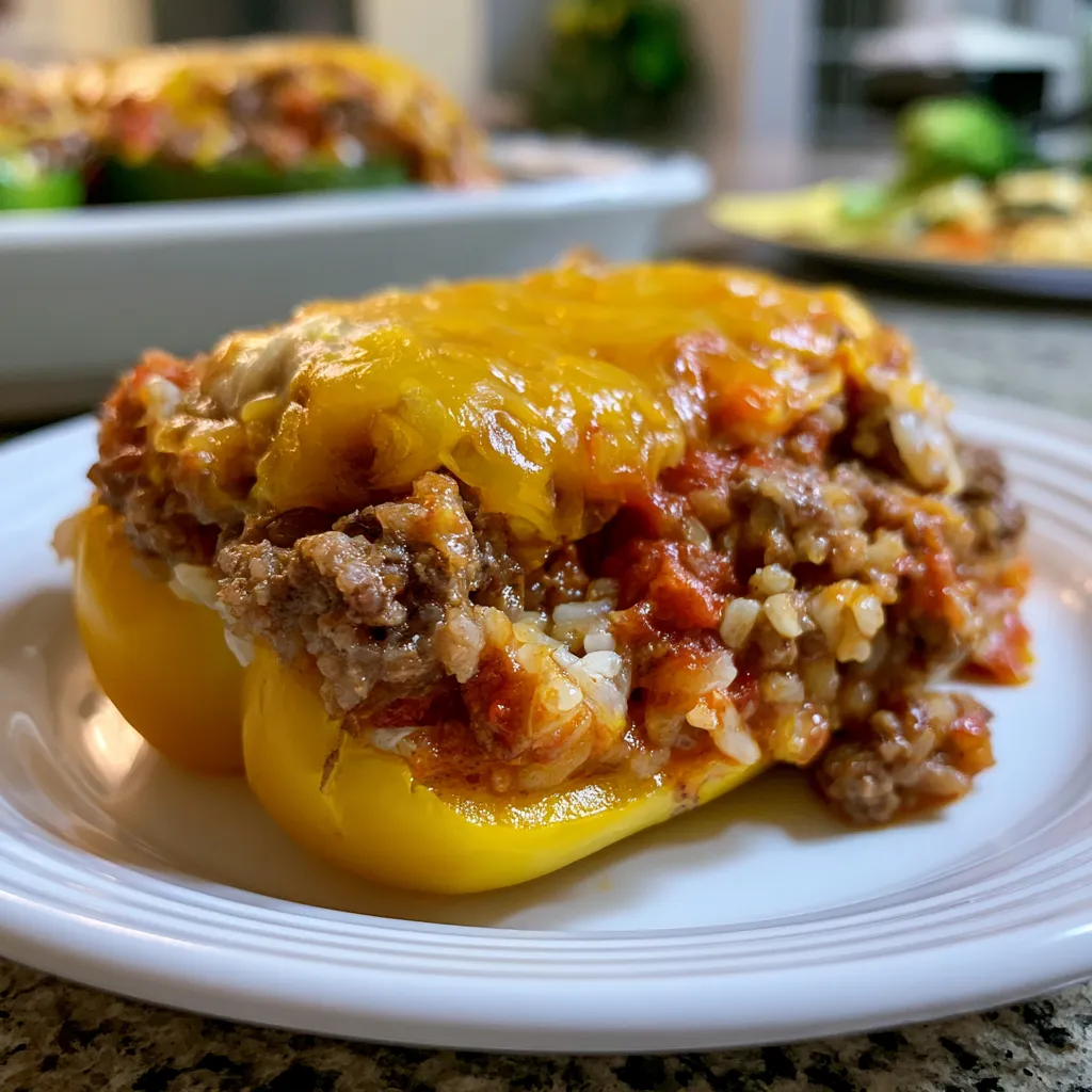Cheesy Ground Beef Stuffed Peppers