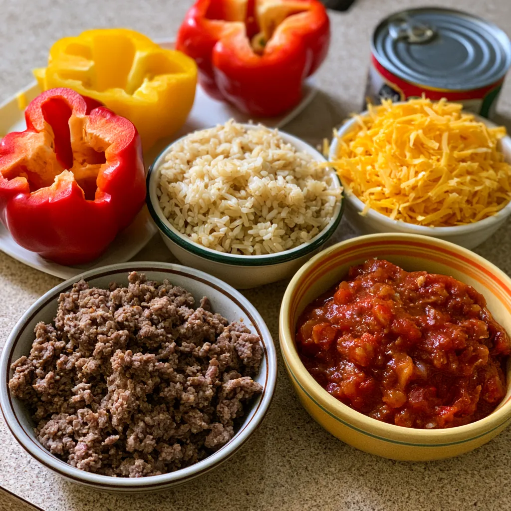 Cheesy Ground Beef Stuffed Peppers