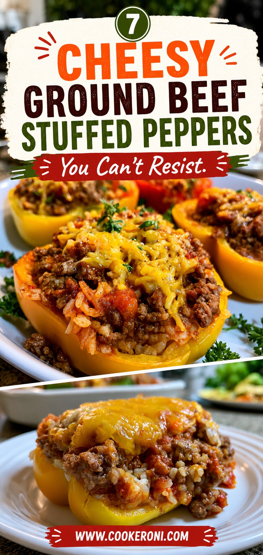 Cheesy Ground Beef Stuffed Peppers