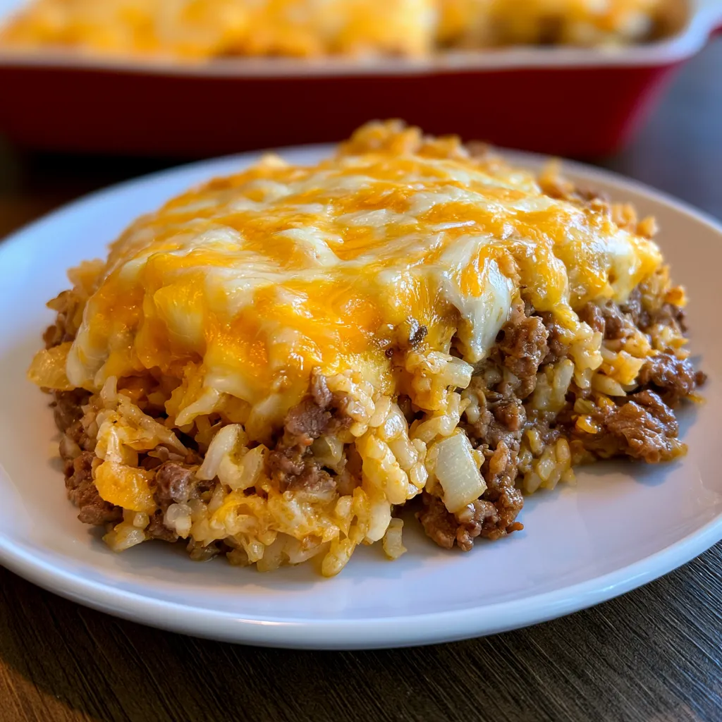 Cheesy Ground Beef and Rice Casserole