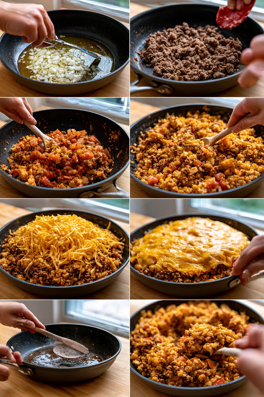 Cheesy Taco Ground Beef & Cauliflower Rice