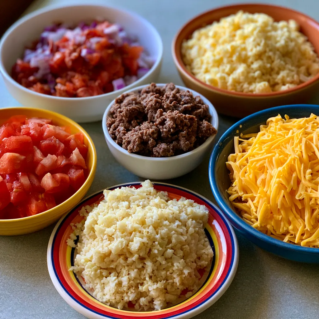 Cheesy Taco Ground Beef & Cauliflower Rice