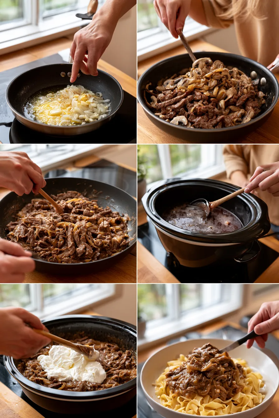 Creamy Slow Cooker Beef Stroganoff
