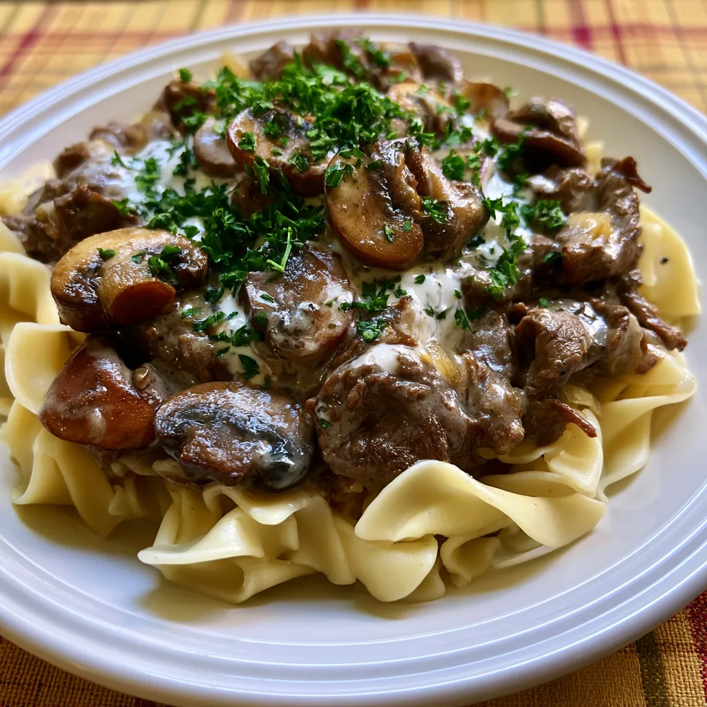 Creamy Slow Cooker Beef Stroganoff
