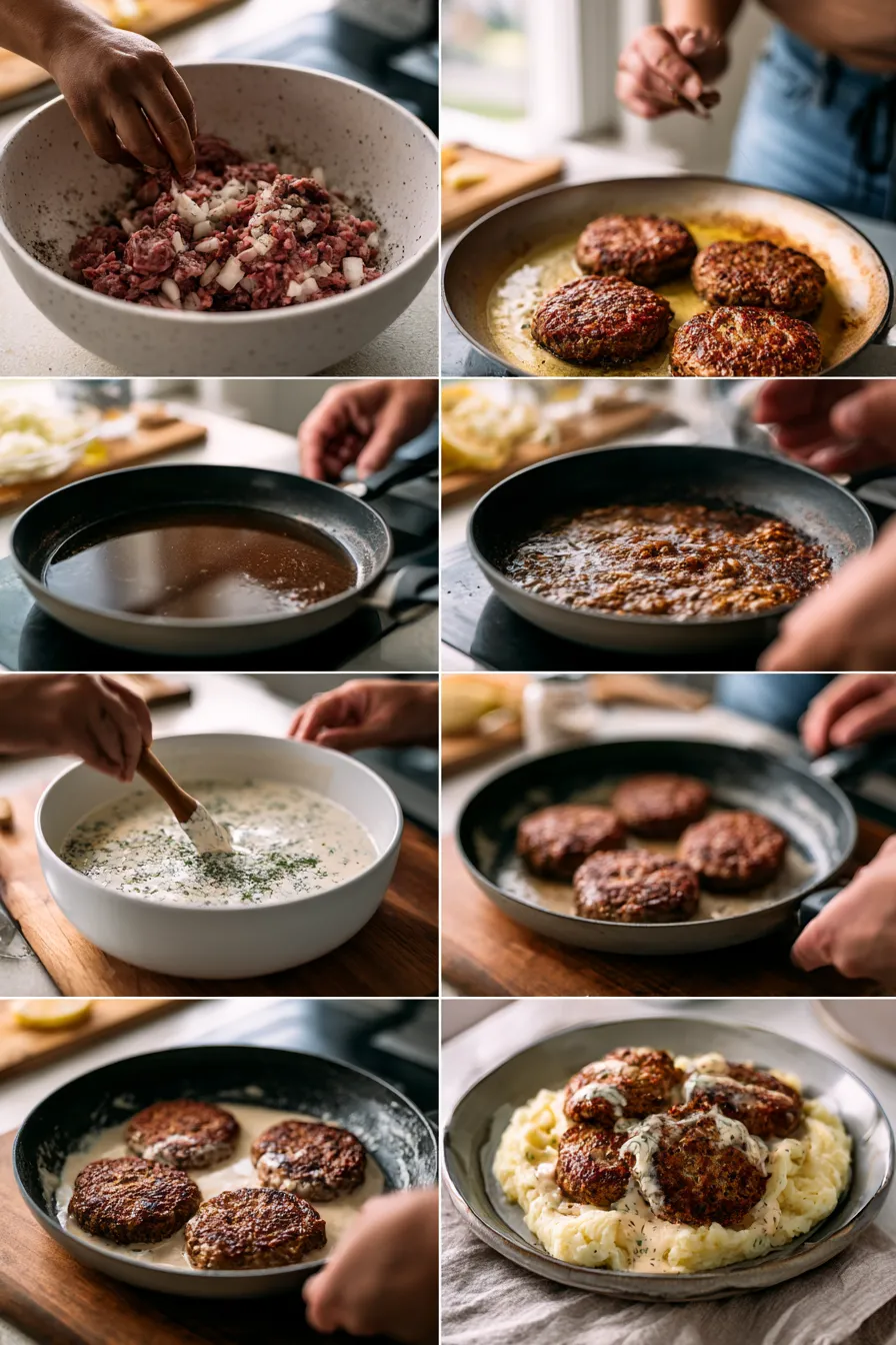 Hamburger Steak in Creamy Dill Sauce