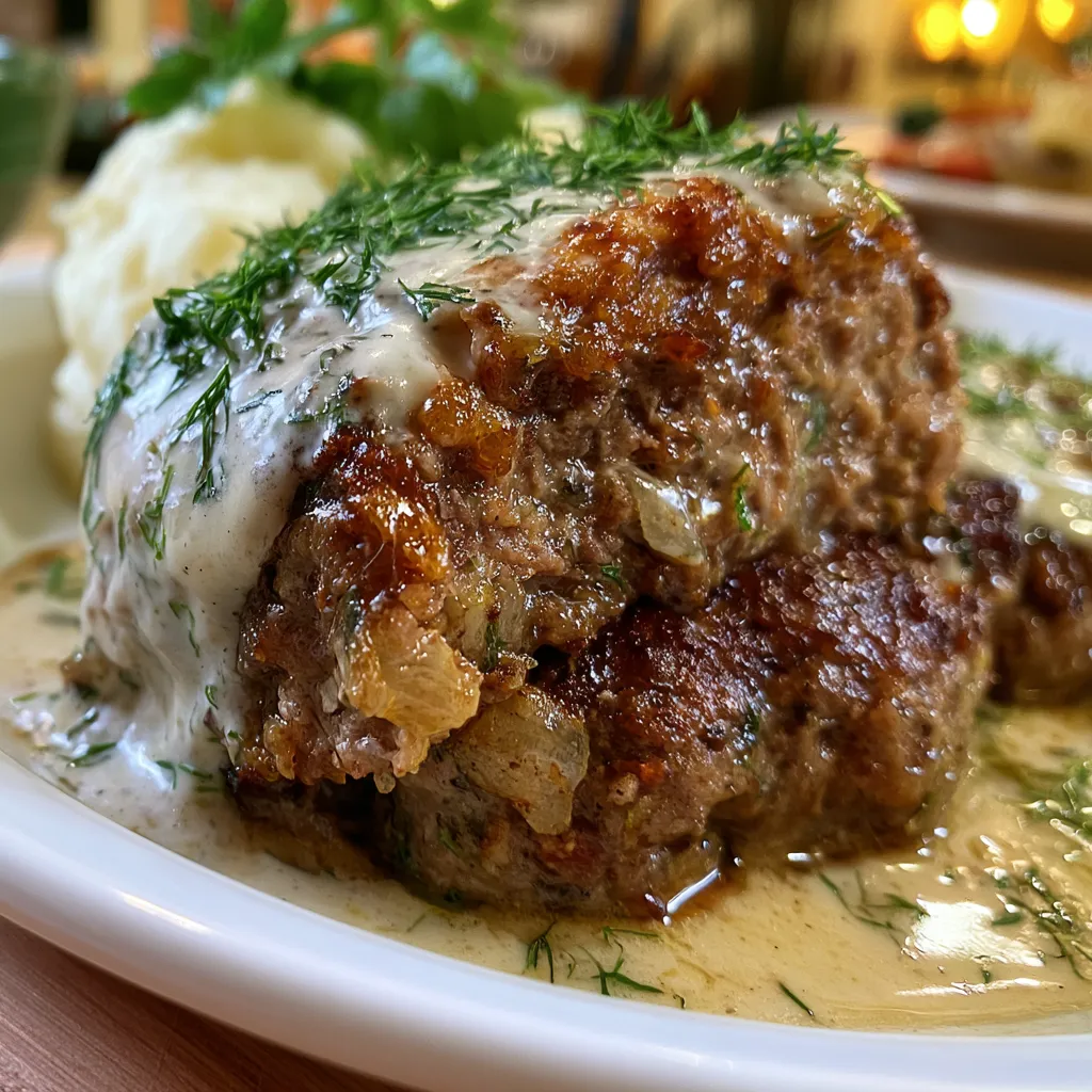 Hamburger Steak in Creamy Dill Sauce