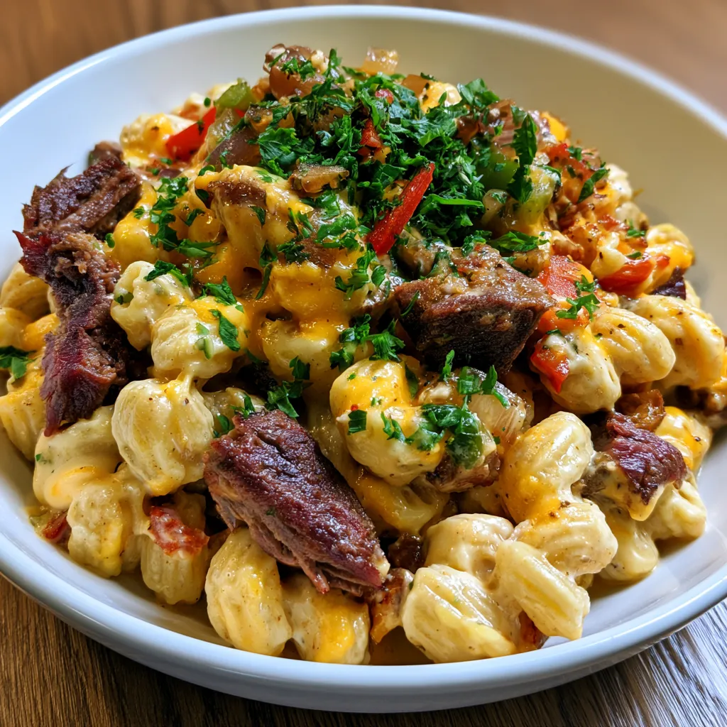 High-Protein Philly Cheesesteak Mac