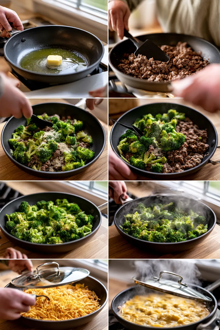 Keto Hamburger Broccoli Skillet