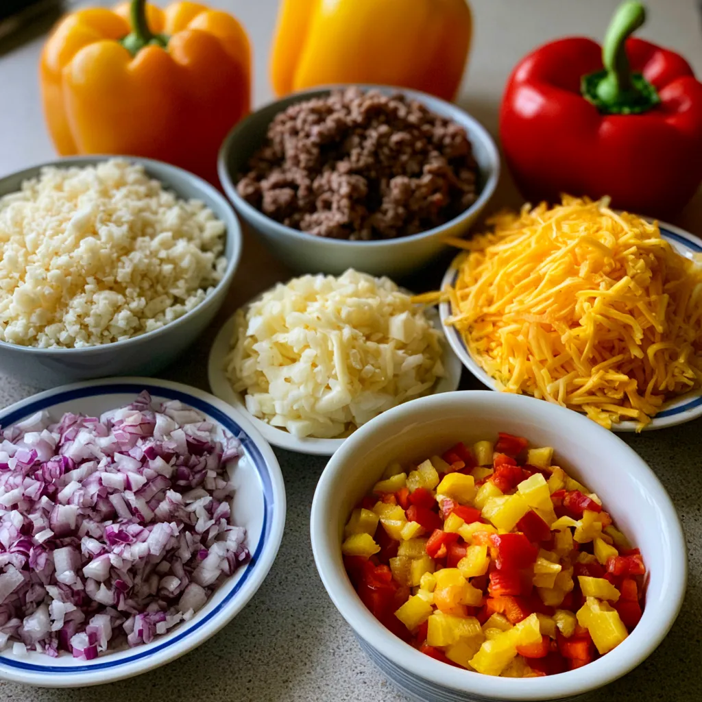 Keto Stuffed Peppers with Ground Beef and Cheese